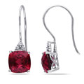 10k White Gold Diamond and Created Ruby Earrings