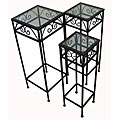 Black Iron/ Glass Nesting Tall Tables (Set of 3)