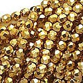 Czech Fire Polish 6-mm Round Apollo Gold Beads (50)