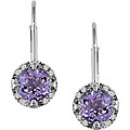 10k White Gold Amethyst and Diamond Earrings