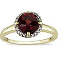 10k Yellow Gold Garnet and Diamond Ring