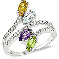 14k Gold Multi-gemstone and 1/5ct TDW Diamond Ring (H-I, I1-I2)