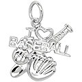 Sterling Silver 'I Love Baseball' Charm