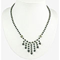 Silver Hematite and Etched Accent Bead Necklace (Thailand)