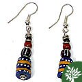 Painted Blue Bead Earrings (Kenya)