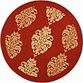 Courtyard Indoor/ Outdoor St. Martin Red/ Natural Polypropylene Rug (5'3 Round)