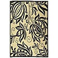 Courtyard Indoor/ Outdoor Andros Sand/ Black Polypropylene Rug (5'3 x 7'7)