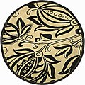 Indoor/ Outdoor Andros Sand/ Black Rug (6'7 Round)