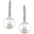 10k White Gold FW Pearl and 1/10ct TDW Diamond Earrings (8-9 mm)