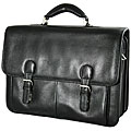 Bacara Deluxe Black European Leather Laptop Case