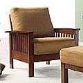 Hills Mission-style Oak and Rust Chair