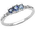 Sterling Silver Blue Sapphire 3-stone Ring (Size 7)