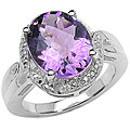 Sterling Silver Amethyst and Diamond Accent Ring (Size 7)