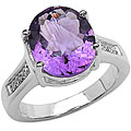 Sterling Silver Amethyst and Diamond Accent Ring (Size 7)