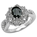 Sterling Silver Black Sapphire and White Topaz Ring (Size 7)