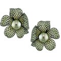 18k Gold Green Tahitian Pearl and Sapphire Earrings (10.5-11mm)