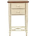 Monica Two-drawer Antique White and Dark Brown Beech Side Table