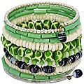Bone and Bead Forest Green 10-turn Bracelet (India)