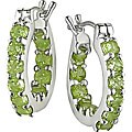Sterling Silver Peridot Hoop Earrings