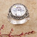 Sterling Silver Marcasite and Clear CZ Ring (Thailand)
