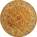 Handmade Heritage Shahi Brown/ Blue Wool Rug (8' Round)