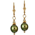 Charming Life 14k Goldfill Olive Green FW Pearl Earrings (9-10 mm)