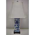 Blue and White Columnar Table Lamp