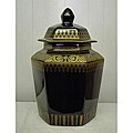 Hexagonal Black Cavalier Lidded Jar