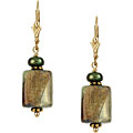 Charming Life 14k Goldfill Green Art Glass Cube Earrings