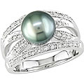 14k Gold Tahitian Pearl and 1/3ct TDW Diamond Ring (8-9 mm) (J-K, I1-I2)
