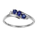 10k White Gold Created Sapphire and Diamond Ring