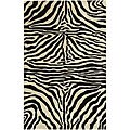 Alexa Zebra Animal Pattern Black/ White Wool Rug (8'6 x 11'6)