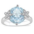 14k Gold Sky Blue Topaz Diamond Ring
