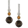 10k Gold Smokey Quartz Citrine Hoop Earrings