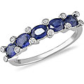 14k Gold Blue Sapphire and 1/10ct TDW Diamond Ring (I-J, I2-I3)