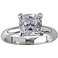 Silvertone Cushion CZ Bridal-inspired Solitaire Ring