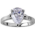 Rhodium-plated Simulated Pear-shaped Diamond Ring