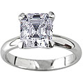 Silvertone Asscher CZ Bridal-inspired Solitaire Ring