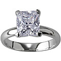 Silvertone Princess CZ Bridal-inspired Solitaire Ring