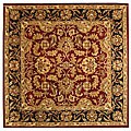 Handmade Heritage Kashan Burgundy/ Black Wool Rug (8' Square)