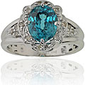 Michael Valitutti 14k Gold Blue Zircon/ 1/6ct TDW Diamond Ring