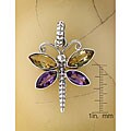 Silver Amethyst and Citrine Dragonfly Pendant (India)