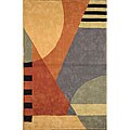 Handmade Rodeo Drive Krave Blue/ Rust N.Z. Wool Rug (9'6 x 13'6)