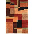 Handmade Rodeo Drive Modern Deco Rust/ Multi N.Z. Wool Rug (2'6" x 4'6")