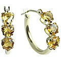 10k Gold Citrine Heart-shape Hoop Earrings