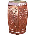 Ceramic Hexagonal Red Sunset Garden Stool