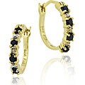 Glitzy Rocks 18k Gold Sterling Silver 2/5ct TGW Sapphire Hoop Earrings