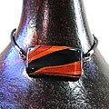 Glass Red/ Orange/ Black Rectangular Bracelet (Chile)