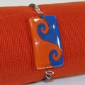 Glass Orange and Blue Wave Rectangular Bracelet (Chile)