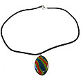 Fused Glass Crazy Zebra Stripes Oval Necklace (Chile)